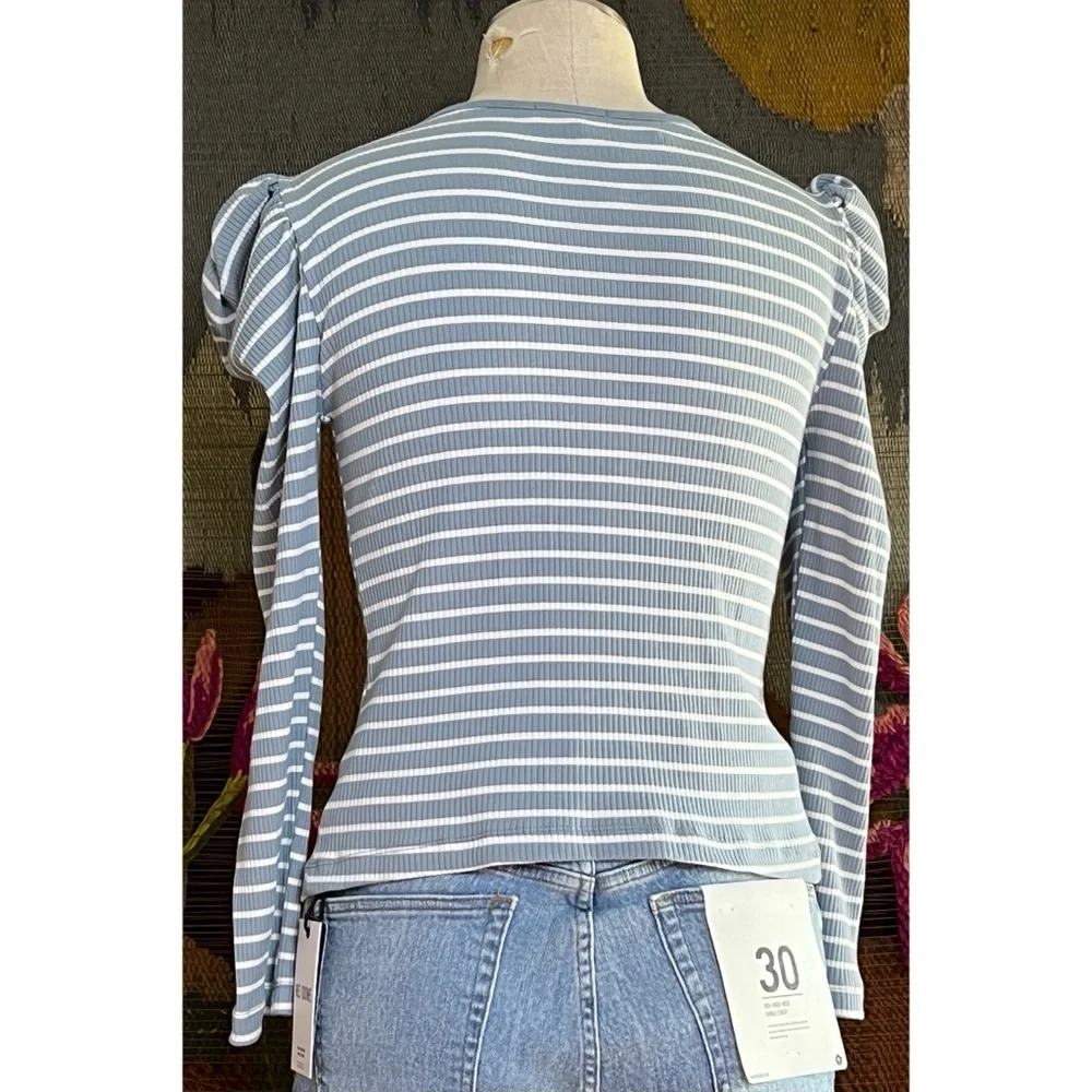 Anthropologie Puff Sleeve Tie Front Top M